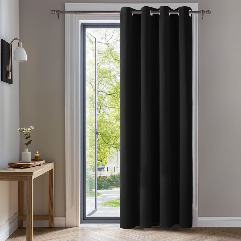 Deconovo Blackout Curtain Panel â€“ Solid Grommet Top, Thermal Insulated & Energyâ€‘Saving, Machineâ€‘Washable Room Darkening Window Treatment for Bedroom & Living Room, 1 Panel, Black, 42W x 63L - Image 1